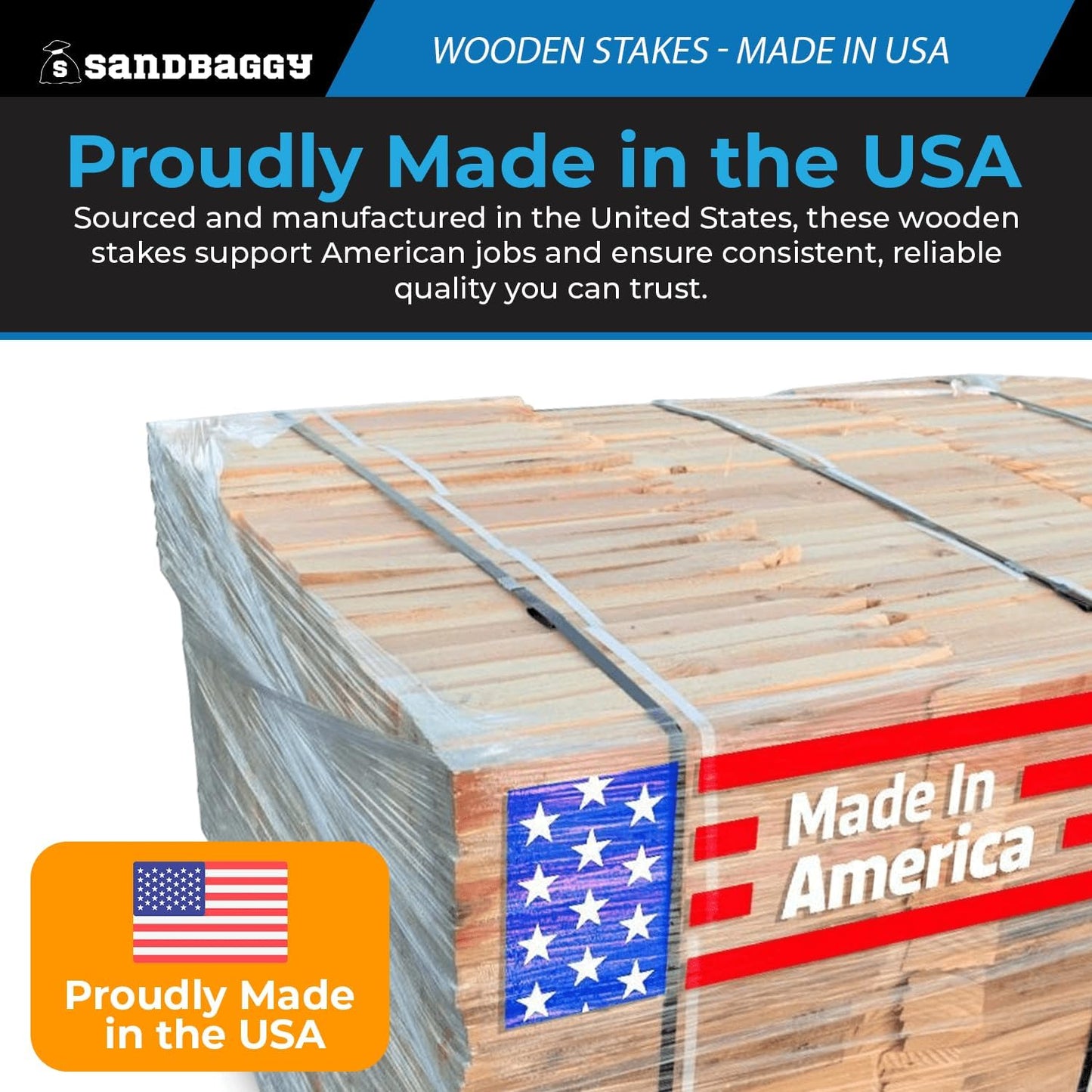 Sandbaggy 3 Ft Wood Stakes (1" X 3" X 36") - Made in The USA - 3" Extra Wide Stakes for Concrete Forms, Garden, Yard, Grading, Survey, Plants, Signs (Douglas Fir Wood, 5000)