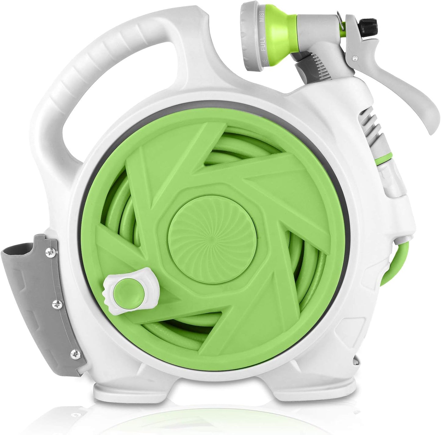 Kitness Mini Retractable Garden Hose Reel, Portable Simple Home 45+5 FT Hose Reel with 7 Adjustable Patterns Spray Nozzle&Standard Connector, Watering Hose Reel for Gardens Yards and lawns (Green)