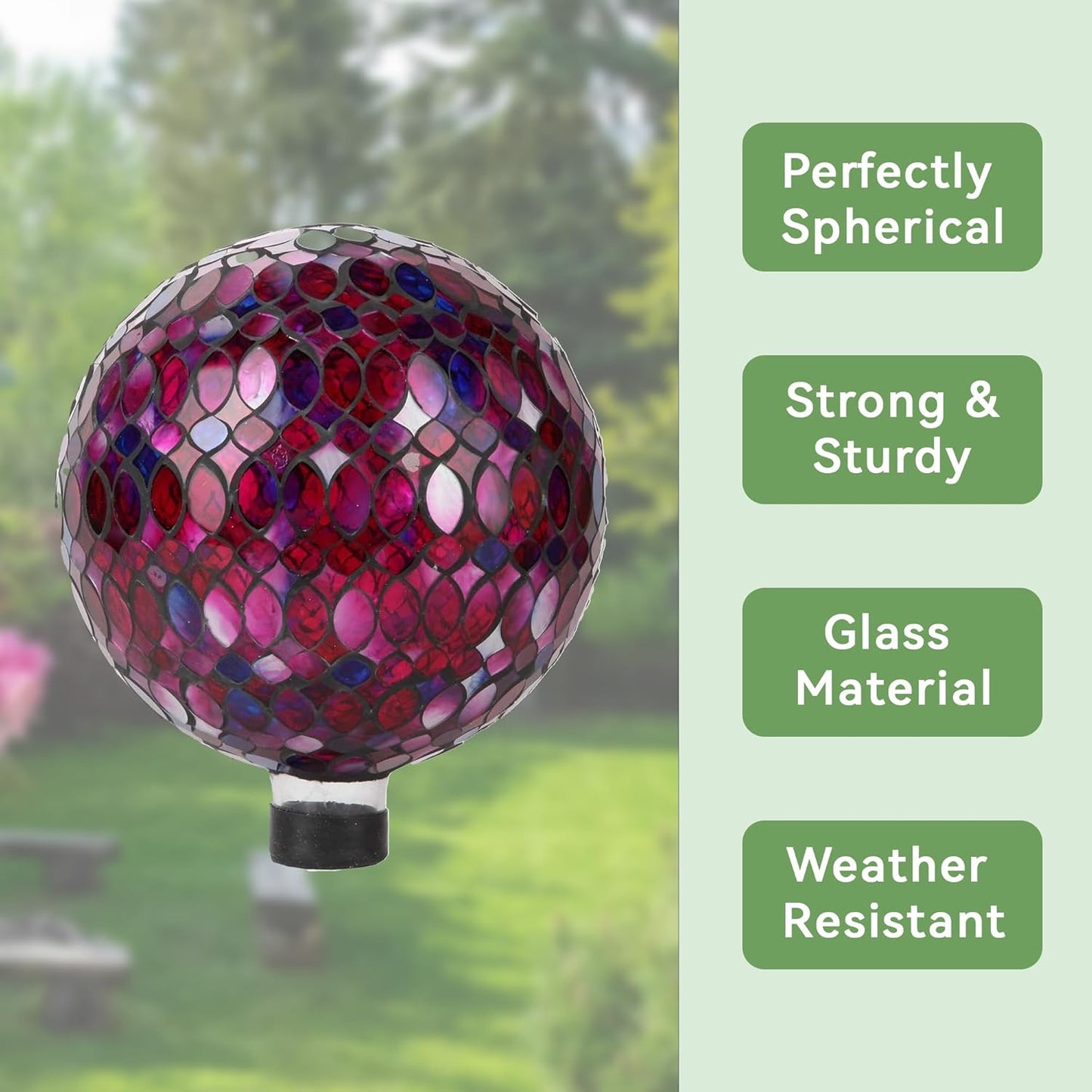 Lily's Home Colorful Mosaic Glass Gazing Ball, Designed with a Stunning Holographic Petal Mosaic Pattern to Bring Color to Any Home and Garden, Red, Blue & Purple (10 Inches Dia.)