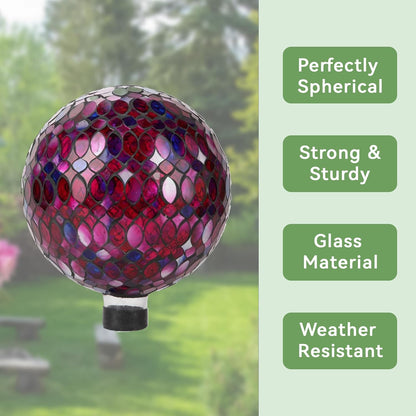 Lily's Home Colorful Mosaic Glass Gazing Ball, Designed with a Stunning Holographic Petal Mosaic Pattern to Bring Color to Any Home and Garden, Red, Blue & Purple (10 Inches Dia.)