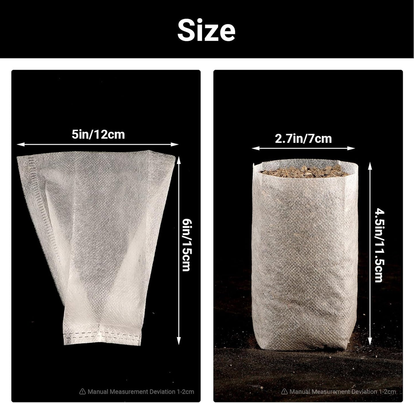 Non-Woven Nursery Bags, 200PCS 5x6 inch Fabric Planter for Plants Tree Seedling, Seed Starting Soil Transplant Pouches, Plant Grow Bags for Cutting Clones Home Garden Supply
