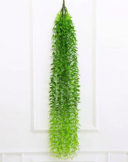 5 Pack Artificial Hanging Willow Vine (3.3ft) - Fake Greenery Plants for Indoor/Outdoor Decor, Wedding & Photography - Green Tail Design (No Basket Included)
