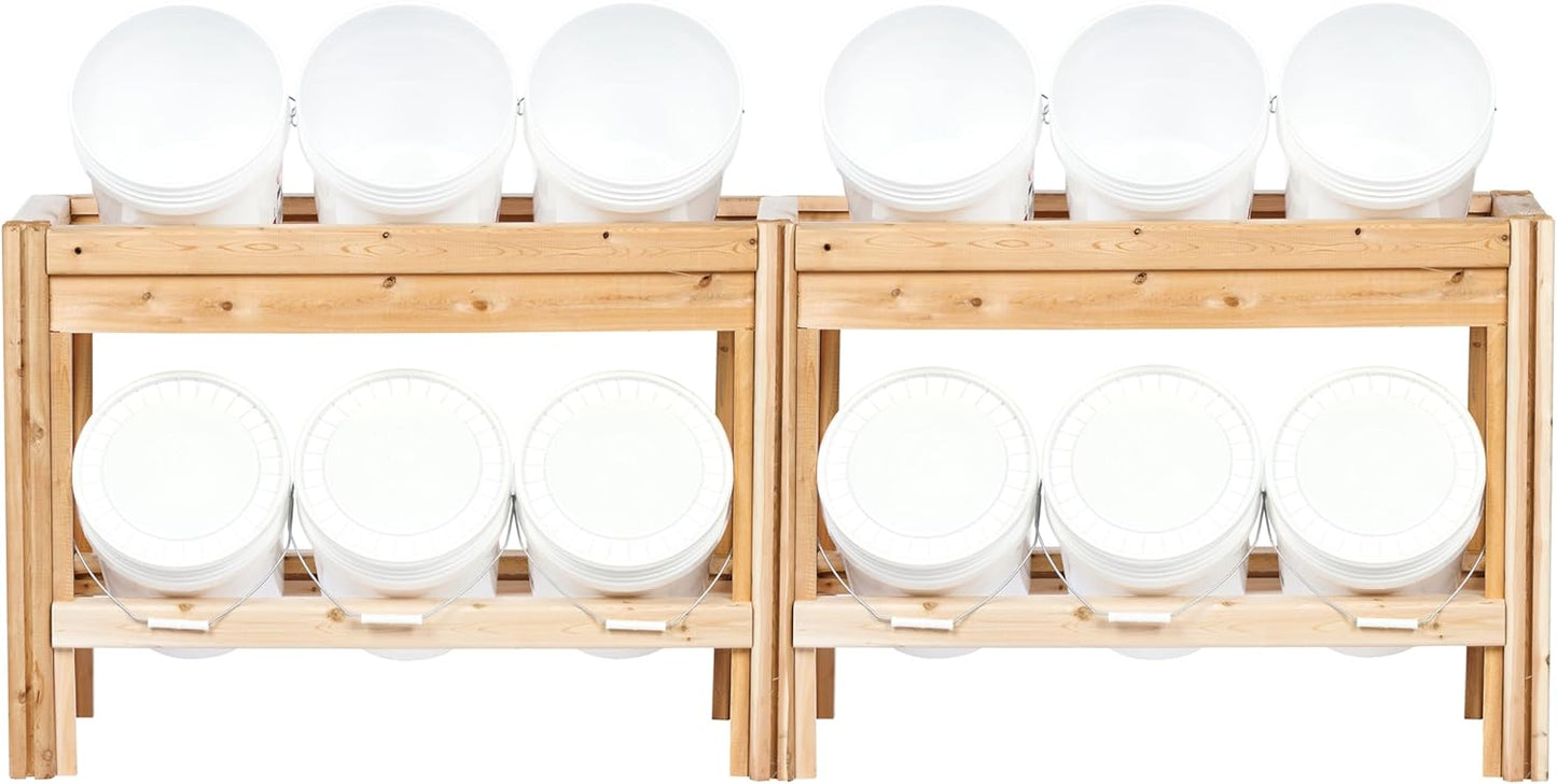 Greenes Fence Twelve Bucket Cedar Storage Shelves, 84 in. x 16 in. x 30 in. - Made in USA with North American Cedar