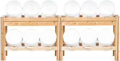 Greenes Fence Twelve Bucket Cedar Storage Shelves, 84 in. x 16 in. x 30 in. - Made in USA with North American Cedar