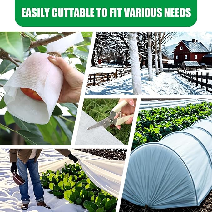 Plant Covers 10Ft x 33Ft, Plant Protectors from Animals, Garden Floating Row Covers for Raised Beds/Vegetables, Insect/Sun/Pest Protection (1.2 oz/yd², White)