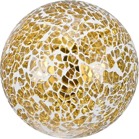 Decorative Ball for Bowls, 3 Inch Mosaic Glass Balls Decorative Glass Orbs for Home Decor/Dining Tables/Wedding Party/Coffee Table/Centerpiece Decor [Gold]