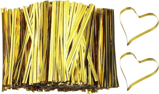 PATIKIL Bag Twist Ties 3 Inch, 800 Pcs Metallic Bread Ties for Treat Plastic Bags Gift Wrapping Candy Coffee Bag Plant Party Cake Favor, Gold