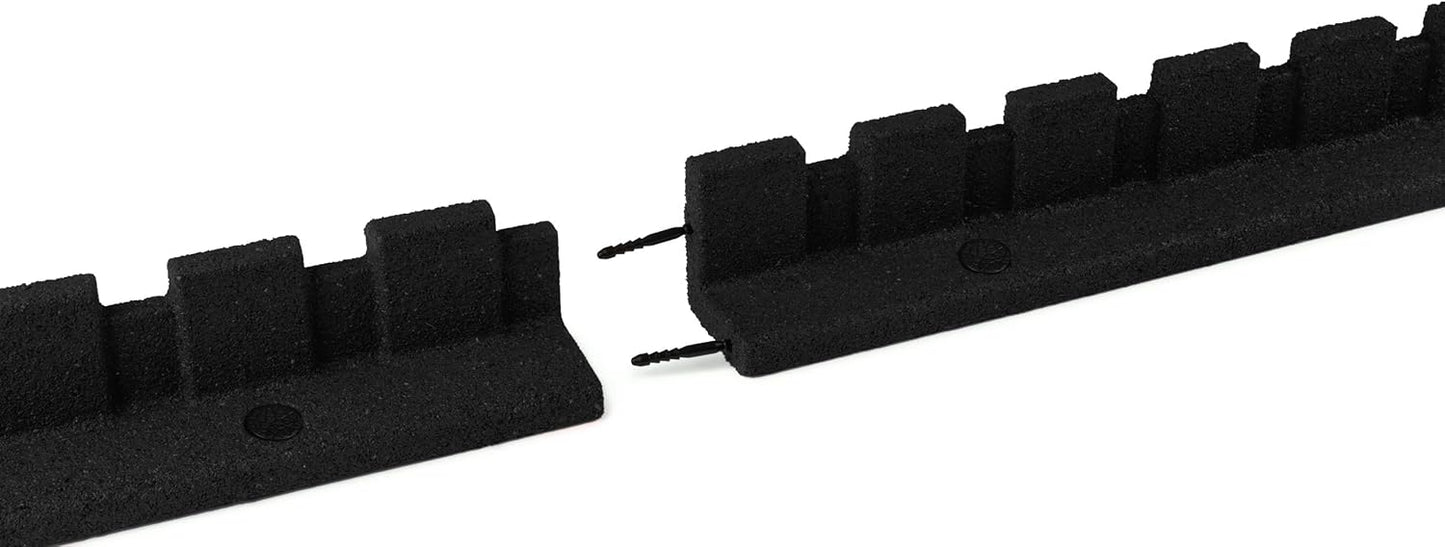 Playsafer L-Shaped Flexible Rubber Castle Edger for Lawns Landscaping and Playground | Easy No Dig Installation (4 Pack, Black)