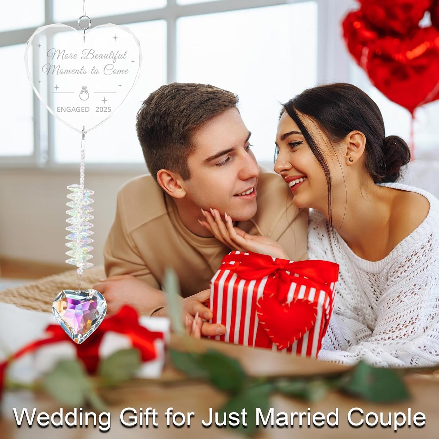 Engagement Gifts for Couples, Crystal Suncatcher for Newly Engaged, Hanging Crystal Gift Ornament, Congratulations Decorations for Friends Just Engaged 2025