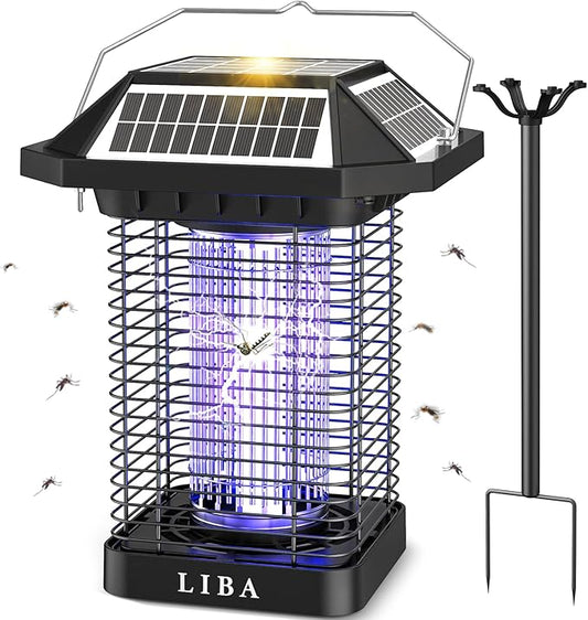 LiBa Solar Bug Zapper Outdoor, 2 in 1 Mosquito Zapper Cordless & Rechargeable, Solar Insect Killer