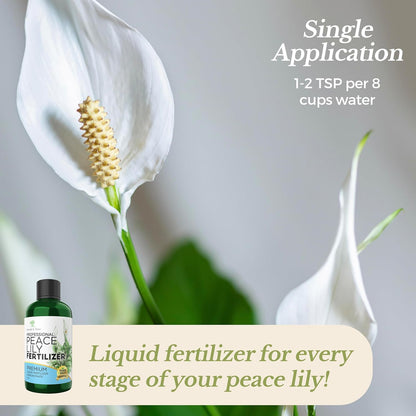 Professional Liquid Peace Lily Plant Fertilizer | 3-1-2 Concentrate for Plants and Flowers | Multi-Purpose Blend & Gardening Supplies | 8 oz Bottle