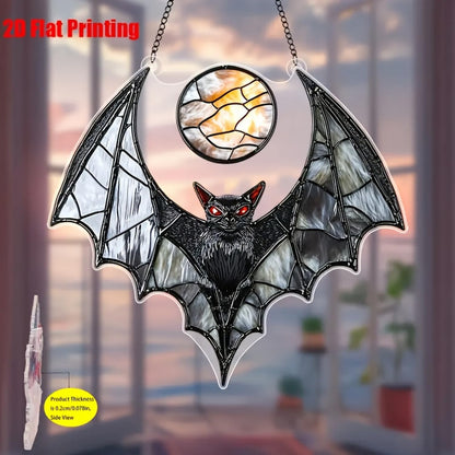 Bat Suncatcher,Halloween Window Hanging Spooky Black Sun Catcher,8 Inch Wall Indoor Outdoor Ornament Window Suncatcher for Garden，Home，Housewarming Decor