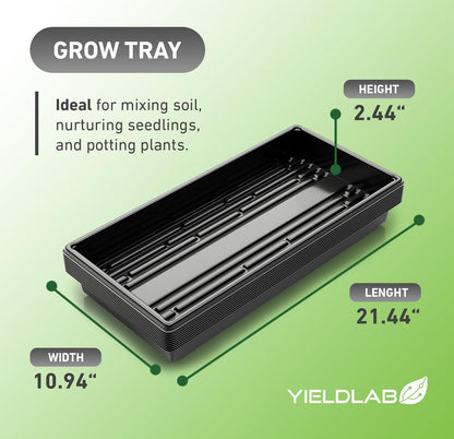 10x20 Inch Black Plastic 5 Pack Plant Propagation Tray – Growing Trays for Garden, Planting, Seedling, Soil & Hydroponic Horticulture - Microgreen Trays Grow Plants - No Drain Holes
