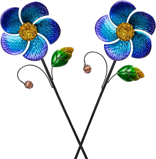 Viveta 2 Pack Wind Spinners with Metal Stake, 28.7 inches Outdoor Garden Pinwheels Spinners Blue