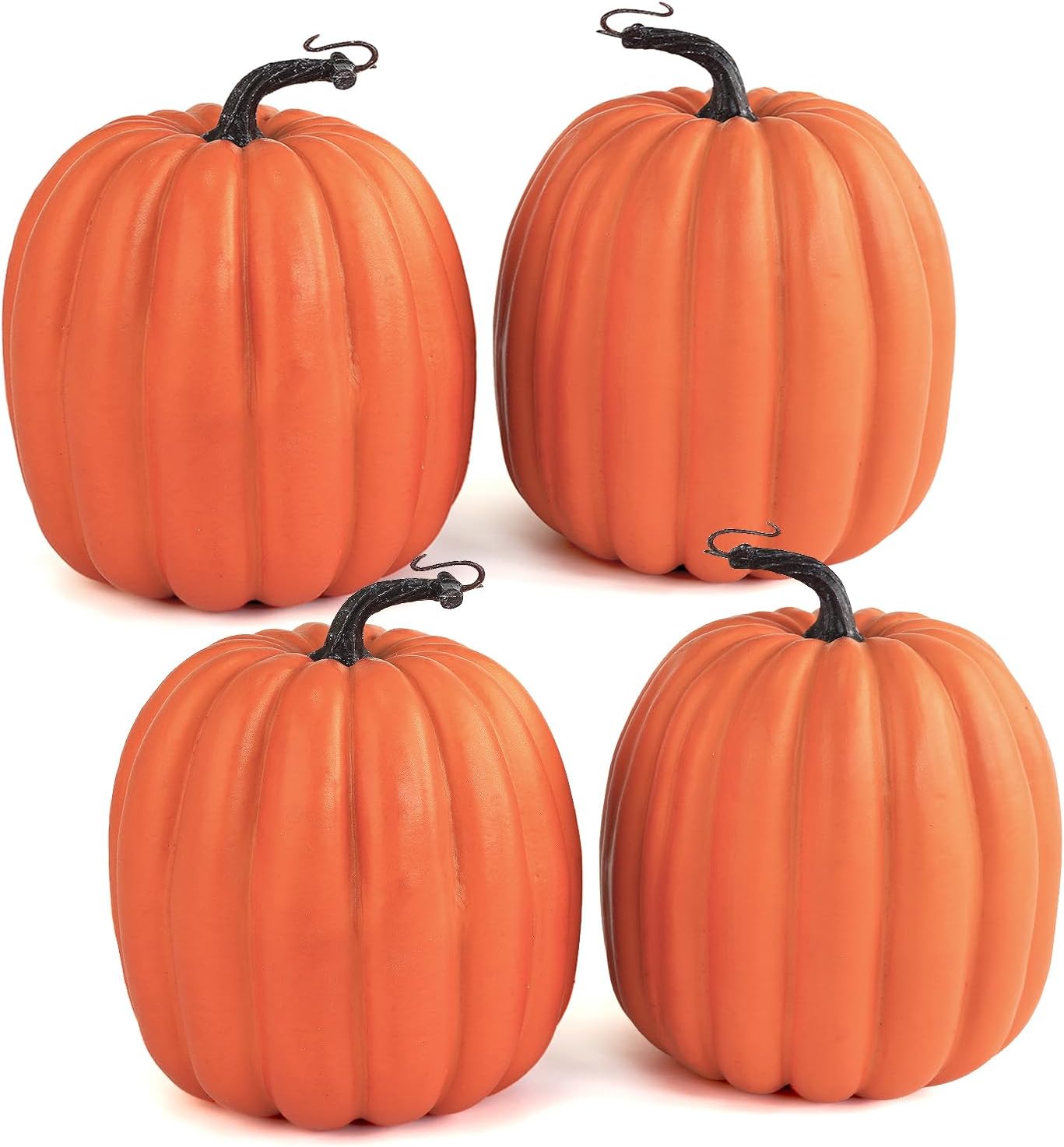 Artmag 6 Inch Large Artificial Pumpkins, 4PCS Big Orange Faux Foam Harvest Pumpkins for Fall Autumn Thanksgiving Seasonal Holiday Decor Decorations (Orange)
