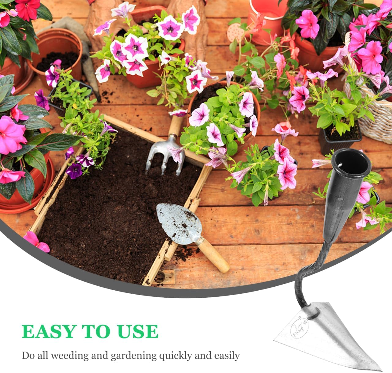 DOITOOL Iron Triangle Garden Hoe 12.4 Inch Weeding Hoe Stainless Steel Blade Manual Weeder Garden Tool for Weeding Gardening Loosening Edging Cultivating Farm