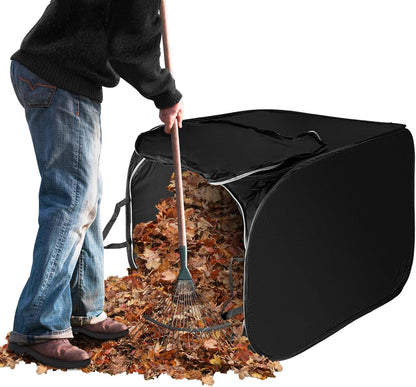Pop Up Leaf Collector with Anchor Stakes, Collapsible Reusable Garden Waste Bag,Heavy-Duty Lawn Leaf Bag for Yard Debris, Grass, and Outdoor Cleanup,38"×24.5"×24.5",100-Gallon,Black