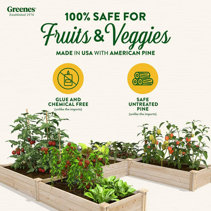 Greenes Fence Original Pine Raised Garden Bed, 8' x 8' x 10.5" U-Shaped Bed - Made in USA with American Pine
