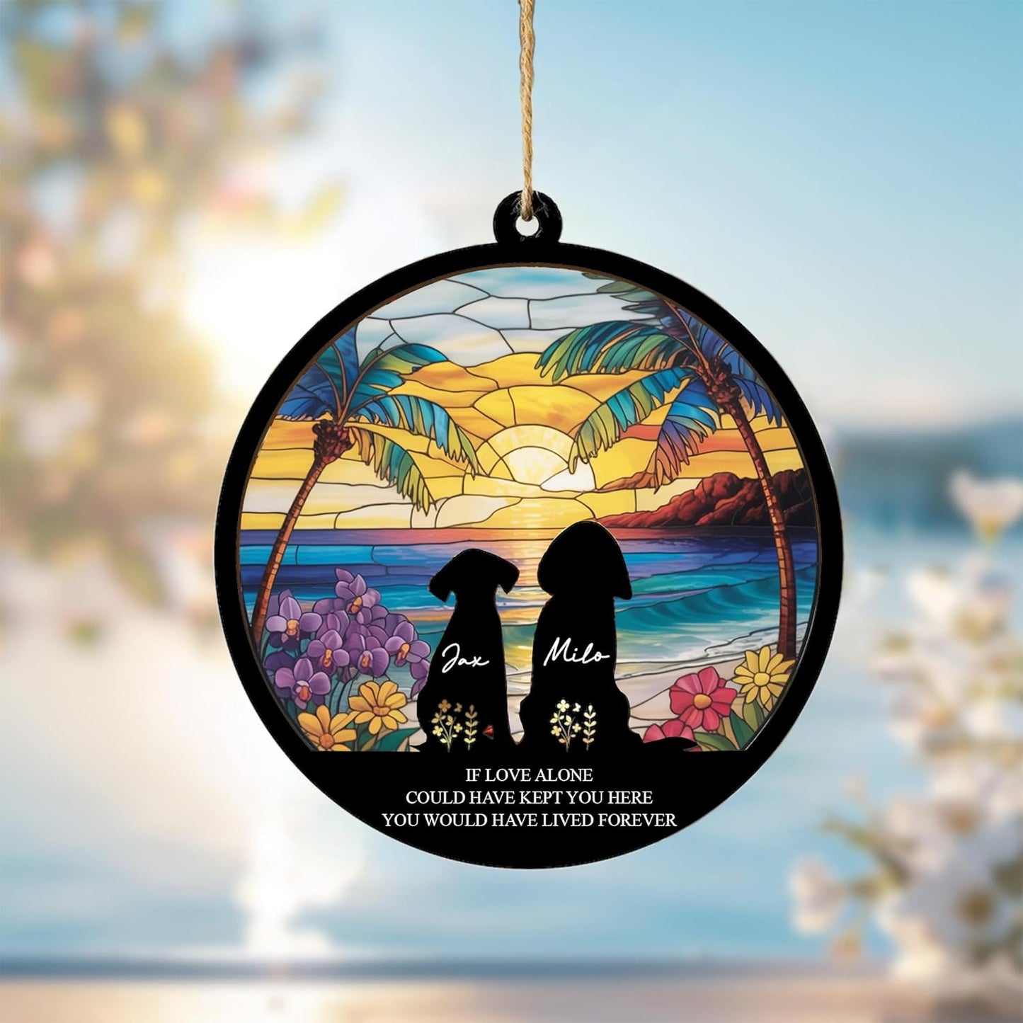 Personalized Dog Memorial Ornament with Name & Breed, Custom Pet Loss Gift, in Loving Memory Pet SunCatcher, Sympathy Gifts for Dog Lovers, Rainbow Window Decoration