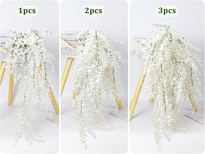 RECUTMS Fake Plant Hanging Eucalyptus Vines Plants Faux Eucalyptus Leaf Hanging Plant for Room Wedding Proch Yard Outdoor Home Wall Kitchen Bathroom Indoor Decoration in 3 Pcs(Pure White)