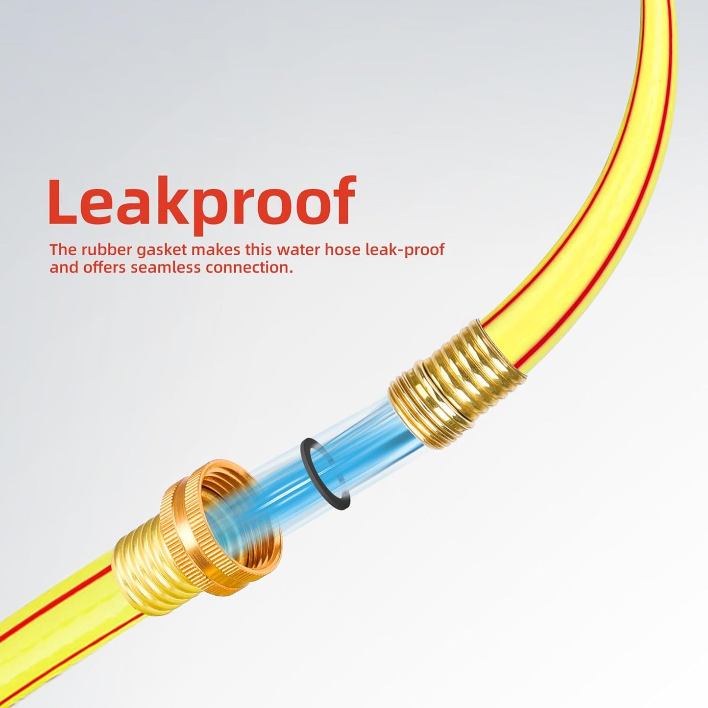 Short Lead-in Yellow Garden Hose 3/4 in. x 5 ft.-Kink Free, Leakproof, Flexible -Heavy Duty Durable Lightweight Water Pipe for Commercial Use, Lawn Care & Equipment Connection -Male to Female Fittings