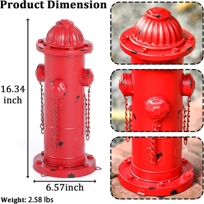 Fake Fire Hydrant for Dogs, 16.3" Red Metal Dog Pee Post with Stakes, Puppy Training Tool Indoor/Outdoor Garden Yard Statue