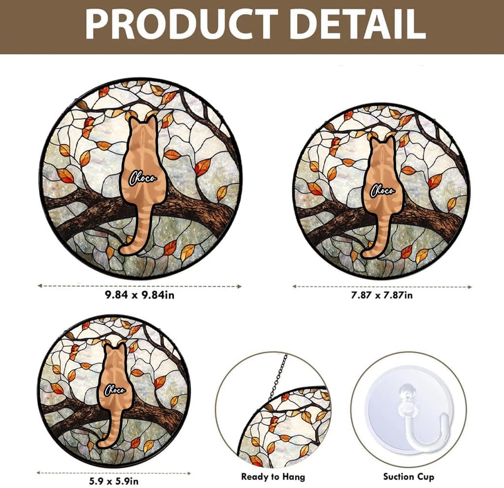 Custom Cat Portrait Stained Glass Window Hanging Light Catcher, Pet Memorial Stained Glass Photo, Cat Memorial Gift Pet Loss Gift