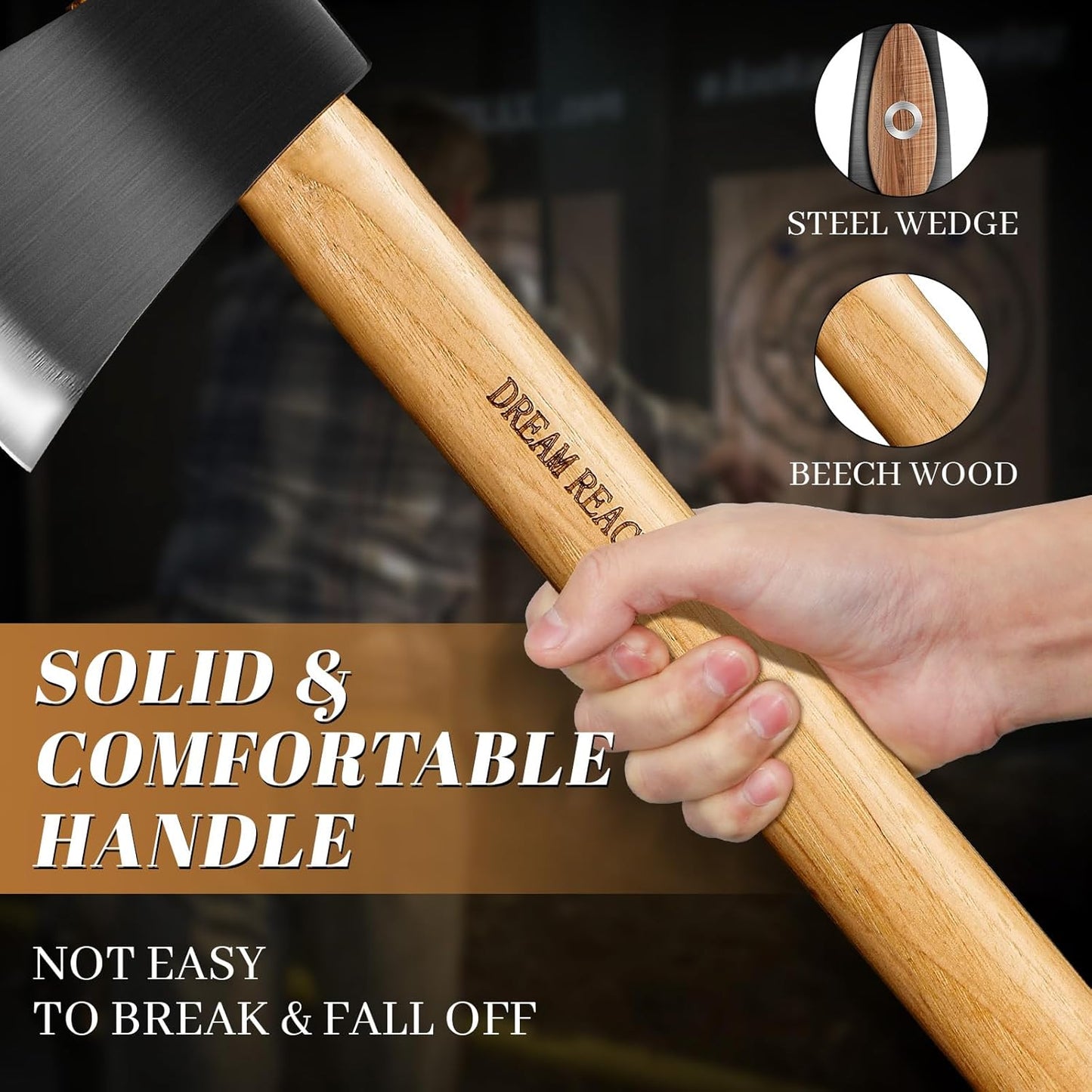 Dream Reach Throwing Axe Set - 3 PCS Hand Forged Throwing Hatchet, 15.7" Professional Throwing Game Axe for Backyard, Competition, Recreation