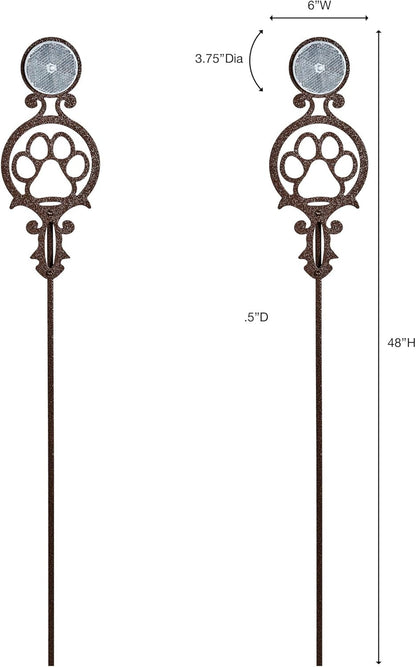 Touch of Class Pathways Reflective Driveway Marker Stake Set of Two for Outdoor Use | Paw Print Design | Personalized Tall Reflector Set of 2 | Weathered Bronze Durable Finish