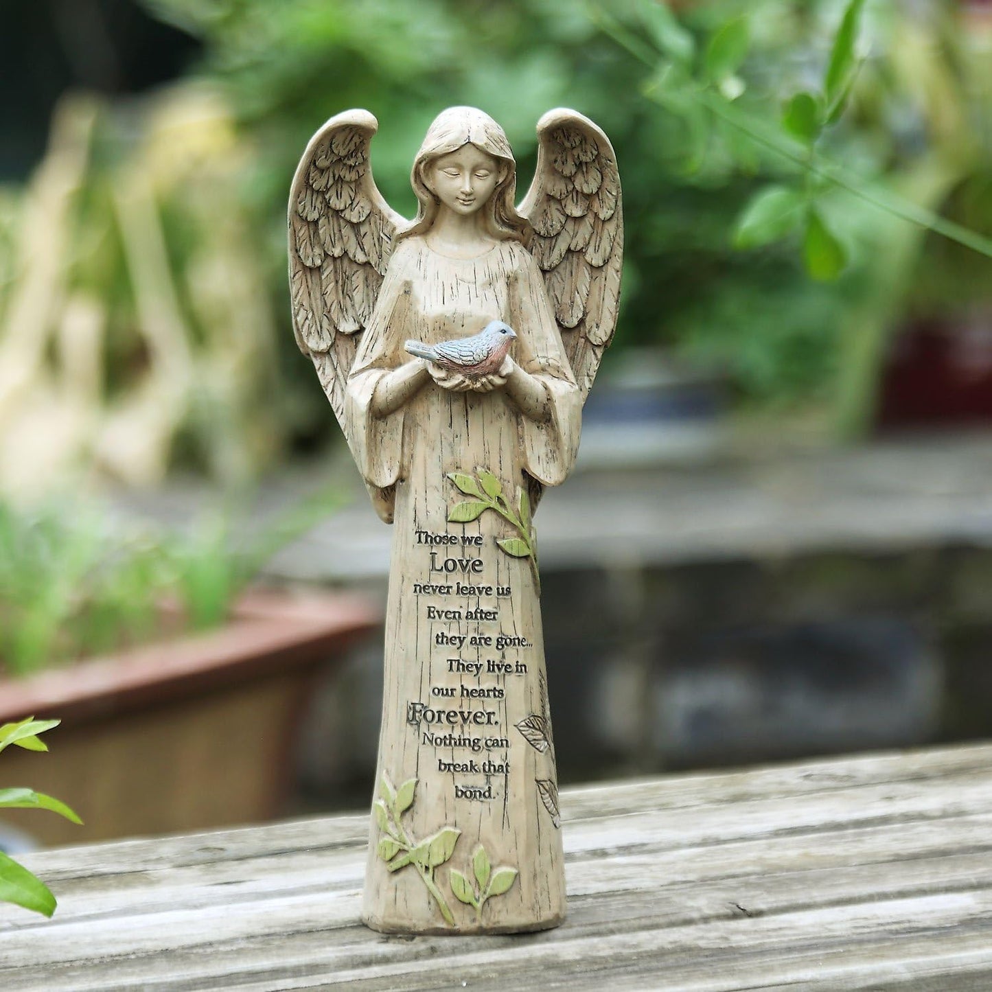 Angel Figurine Garden Angel Statues with Bird Statuary Decoration for Home, Yard & Patio