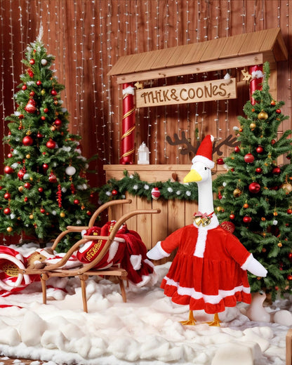 Christmas Porch Goose Outfits - Red Santa Claus Custome for 23 inch Porch Goose, Christmas Outdoor Decor for Lawn, Yard & Garden
