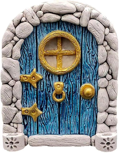 Blue Streak Archway Mini Fairy Garden Door for Tree, 3D Miniature Fairy Door for Fairytale Tiny House Doors, Bonsai Terrarium Micro Landscape Decoration Accessories Garden Miniatures