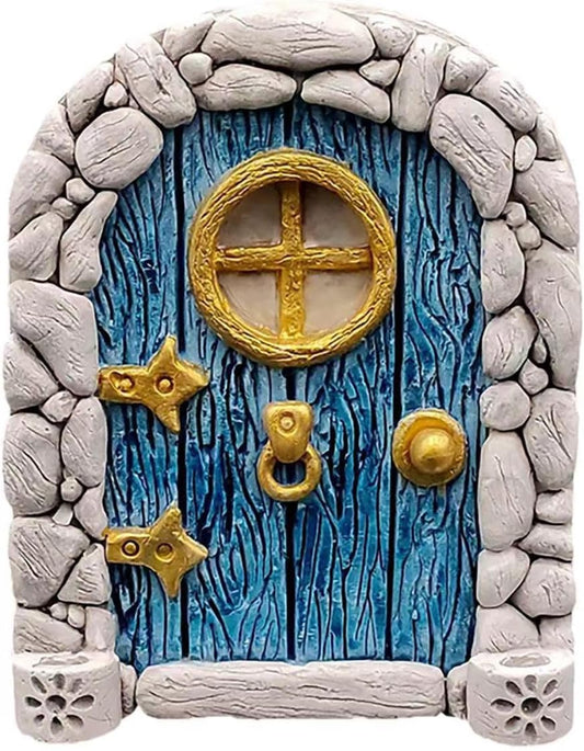 Blue Streak Archway Mini Fairy Garden Door for Tree, 3D Miniature Fairy Door for Fairytale Tiny House Doors, Bonsai Terrarium Micro Landscape Decoration Accessories Garden Miniatures