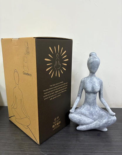 Goodeco Zen Lady Garden Outdoor Statue - Resin Collectible Figurines for Home Decor Accents & Shelf Decoration, Great Gift Ideas, 11.4 Inches (Grey)