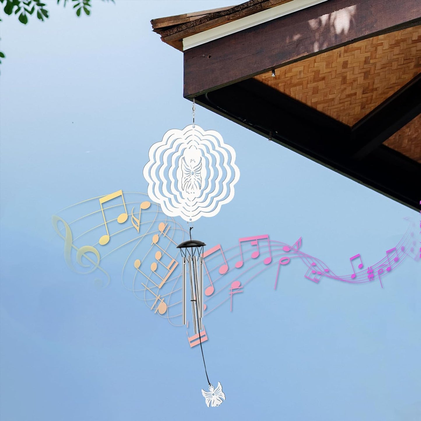 Wind Chimes with Angel Wind Spinner, Outdoor Garden Decor Wind Spinner, Gifts for Women, Mom, Retirement, Teacher, Parents Birthday, Memorial Gift for Garden Porch Patio Home Decor