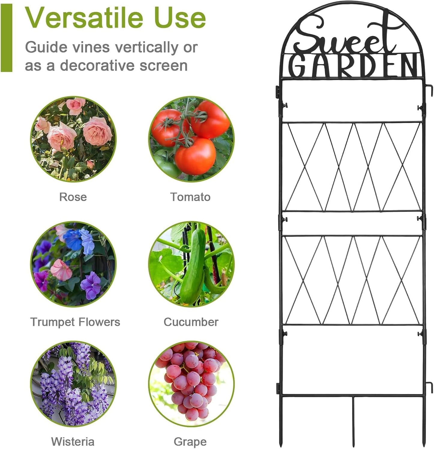 hogardeck 1PC Metal Garden Trellis 45 * 35 inch for Climbing Plants Flowers Outdoor,Heavy Duty,Black Coating Rustproof Trellis for Rose, Vegetable, Flowers, Perfect for Training Climbing Plants