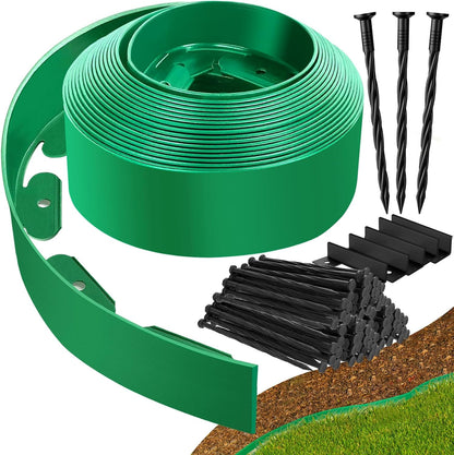 Landscape Edging Border - 4” x 80’ Tall Edging for Landscaping with 60 Stakes, 0.15" Thick No Dig Lawn Edging for Garden Border, Flexible Flower Bed Edging Borders for Yard, Terrace Board