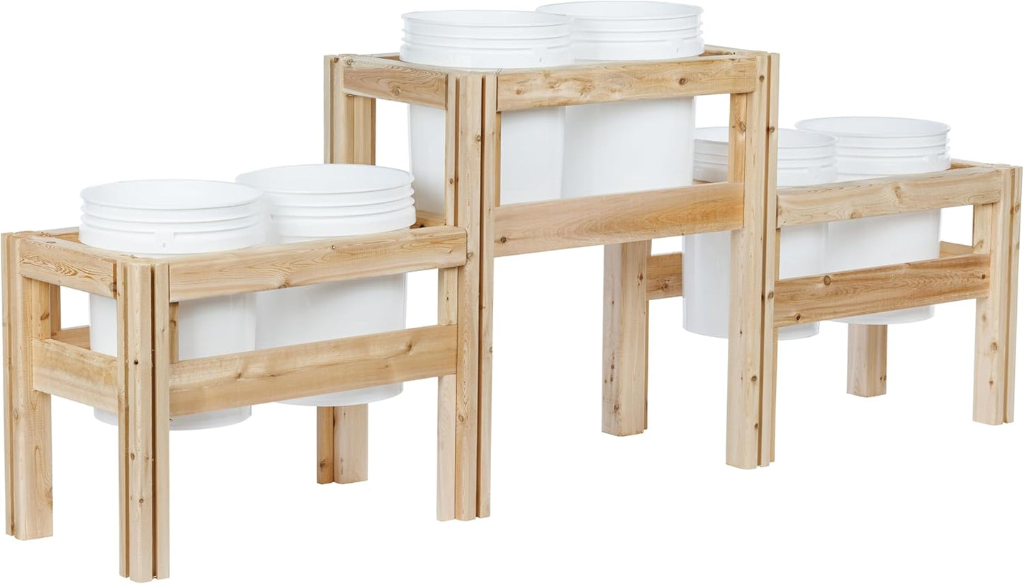 Greenes Fence Two-Tiers Six Bucket Elevated Cedar Wood Garden Frame, 79 in. x 16 in. x 30 in. - Made in USA with North American Cedar