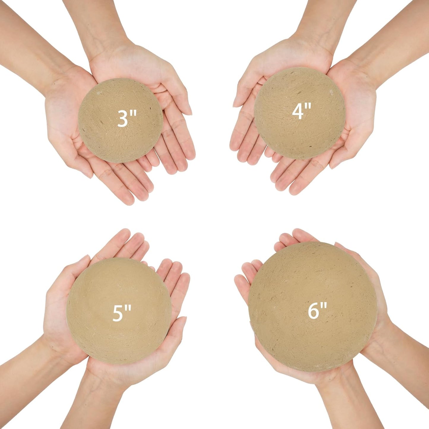 Skyflame 6" Ceramic Fireplace Balls, Beige Round Fire Stones Reusable Fire Pit Balls for Indoor and Outdoor Fire Pits or Fireplaces Accessory - Set of 4