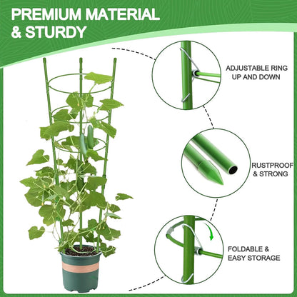 KLS 3 Pack Tomato Cage for Pots Plant Support, Upgrade 36 Inches Tomato Cages for Garden, Pepper Cage Trellis Kit with Plant Tie and Clips (36")