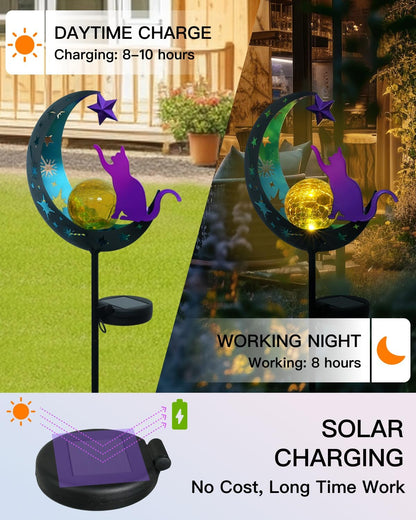 Putuo Decor Solar Garden Lights for Outside - Solar Cat Garden Decor with Waterproof, Decorative Cat Lights Outdoor for Yard