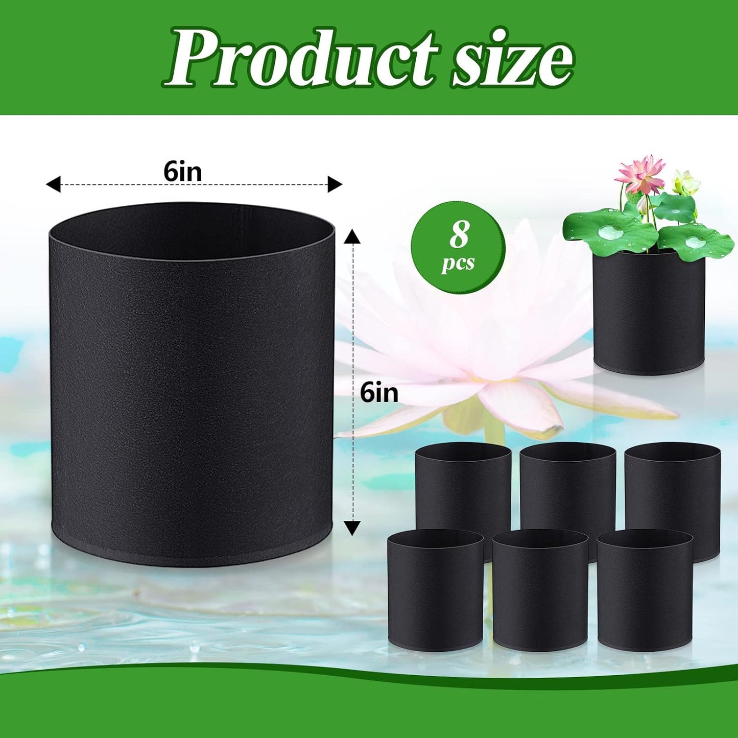 Norme 8 Pcs Aquatic Plant Pots for Pond, Pond Plant Baskets Heavy Duty Fabric Pots for Garden, Aquatic Plants, Bog Plants, Water Lily, Lotus, Flower(6 x 6 Inch)