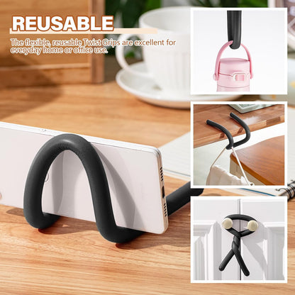 20 Pcs 17 Inch EVA Foam Twist Rubber Ties Reusable Bendable Cable Tie Straps Flexible Heavy Duty Twisty Ties for Organizing Cords Bundling (Black)
