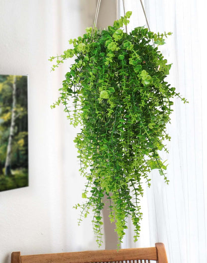 RECUTMS Hanging Money Plants Fake Outdoor Hanging Artificial Flower for Outdoors Hanging Basket Hanging Artificial Hanging Plants Plastic Plants Home Garden Wedding Party Decorations