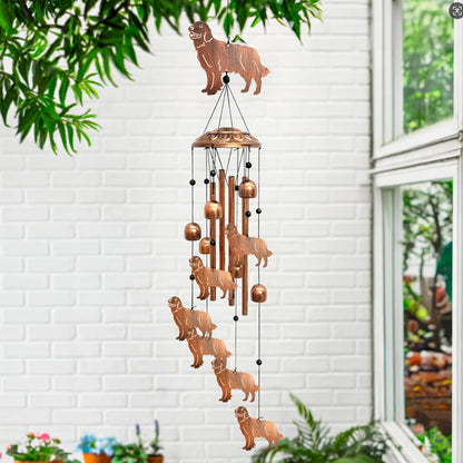 Golden Retriever Wind Chimes for Outside, Metal Windchimes Outdoors Birthday Gifts for Women Memorial Sympathy Wind Chimes for Patio Garden Yard