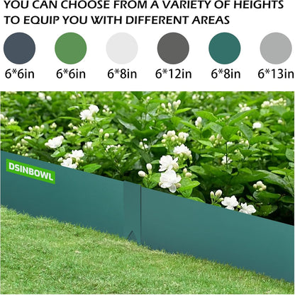 Landscape Edging Kit, Galvanized Steel Edging Landscape Lawn Edging Powder for Lawn Yard, Coated Bendable Metal Strips, No-Dig Hammer-in Edging Border w/Clips (8 INCH 6 PCS, Turquoise)
