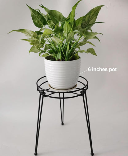 Midcentury Modern Metal Potted Plant Stand 18.7 inches Tall Flower Pot Holder Large Rustproof Iron Garden Container Heavy Duty Rack for Planter,Black (18.7 inches Tall Black)