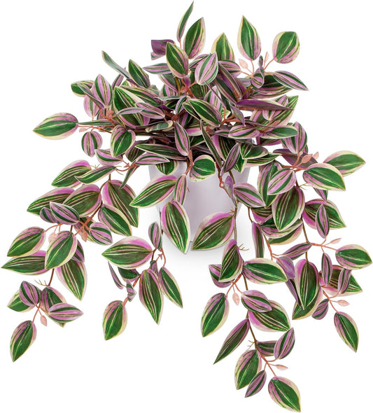 Briful Faux Plants Indoor Fake Potted House Plants Artificial Watermelon Peperomia Hanging Plant