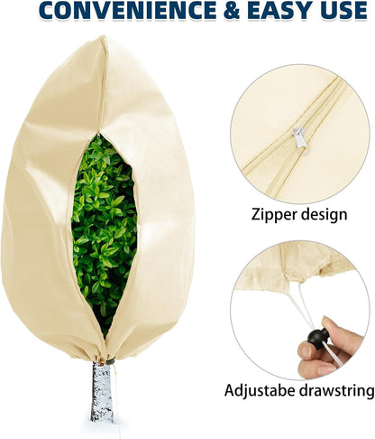 Homimp Plant Covers Freeze Protection, 4 Pack Frost Covers with Zipper Drawstring (31.5" x 47.3") Plant Protection Cover Bags for Outdoor Winter Frost Cold Weather Shrubs Trees Jacket Covers(Yellow)