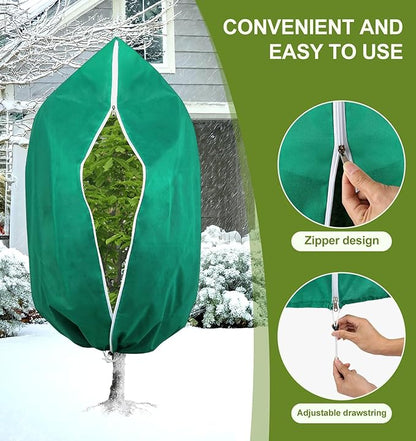 Plant Covers Freeze Protection, 4 Pack Frost Cloths with Zipper Drawstring (31.5" x 47.3"), Reusable Garden Fruit Tree Shrub Potted Protection Cover Bags Blanket for Winter Outdoor Frost Cold Weather